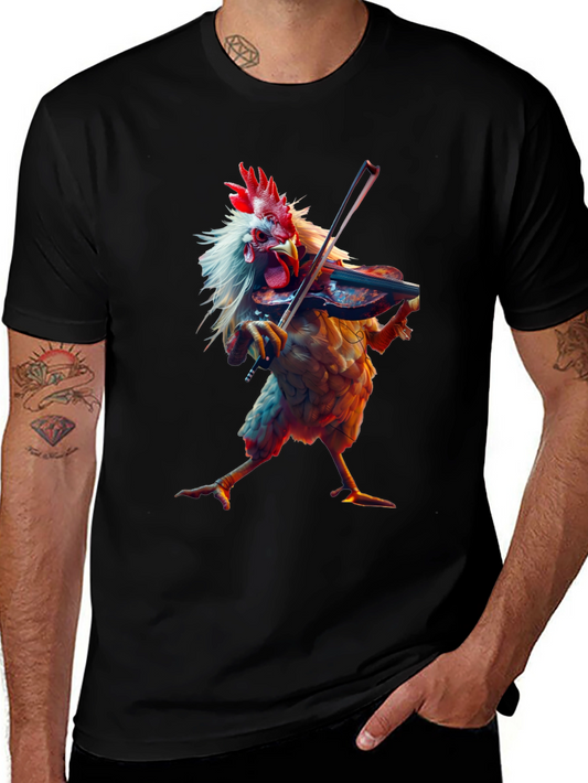 Chicken Playing Violin Graphic T-Shirt