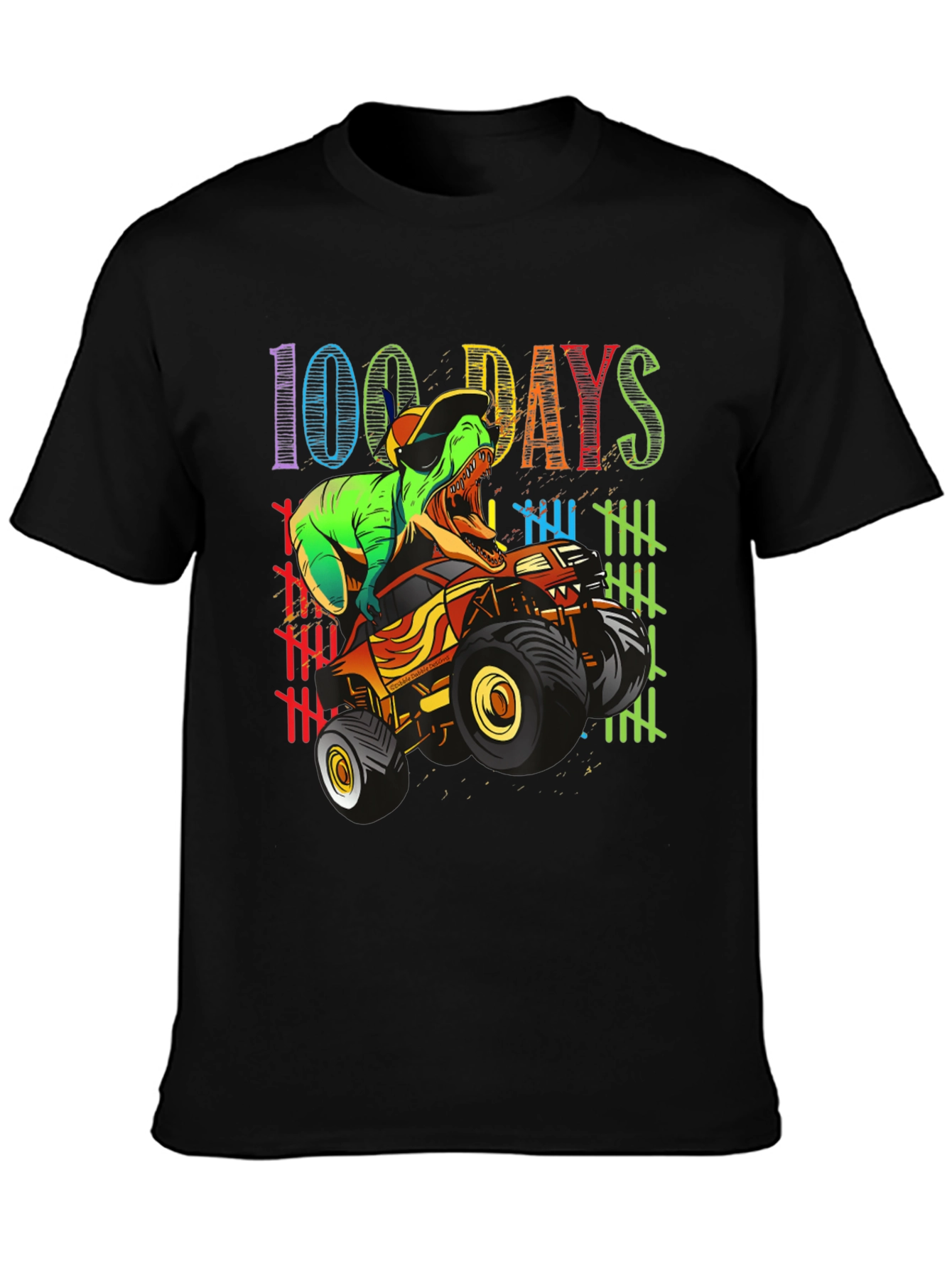 100 Days of School T-Rex Monster Truck Kids Shirt