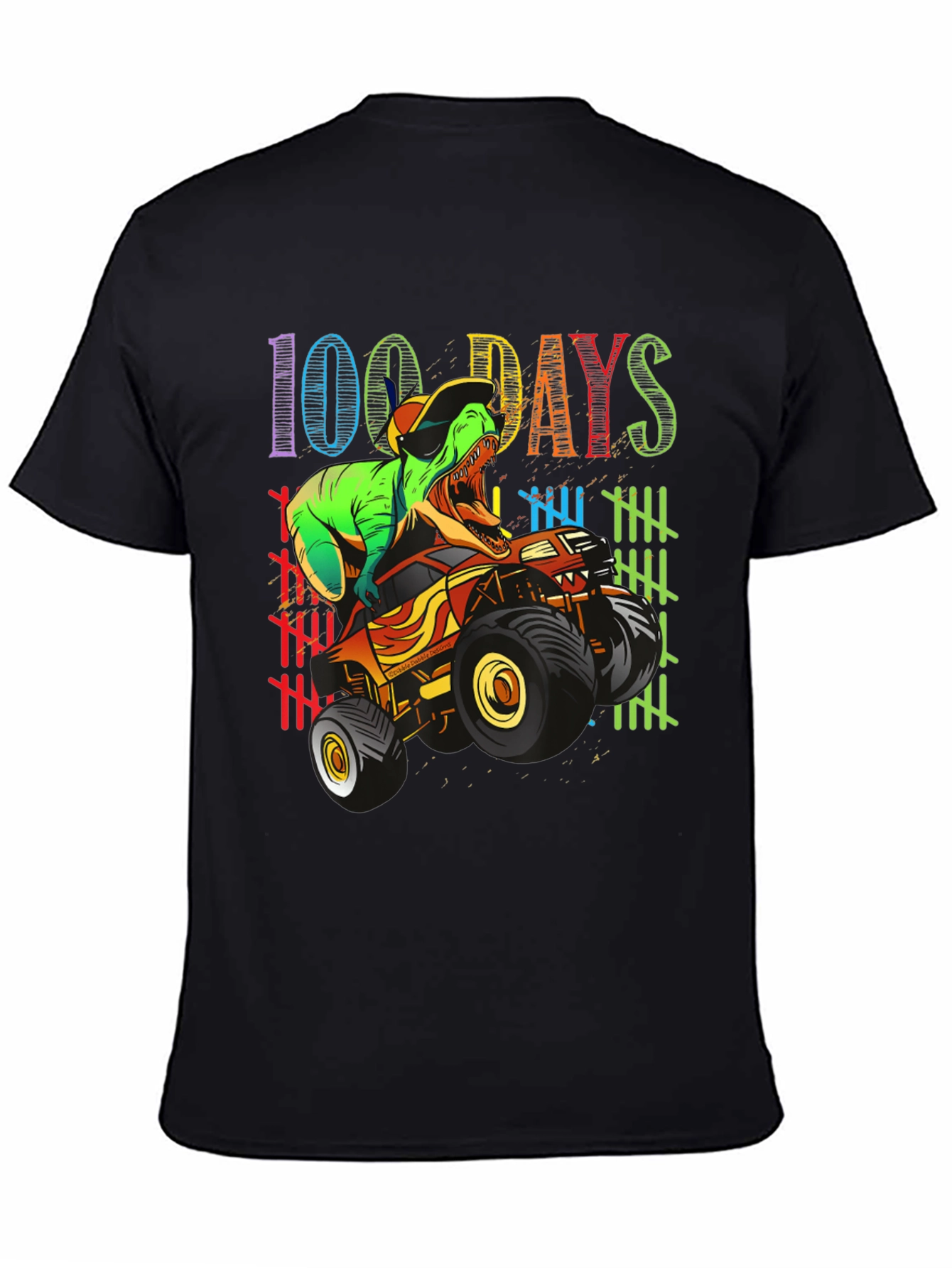 100 Days of School T-Rex Monster Truck Kids Shirt