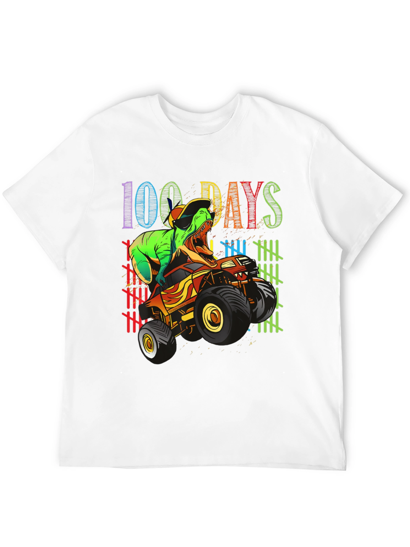 100 Days of School T-Rex Monster Truck Kids Shirt