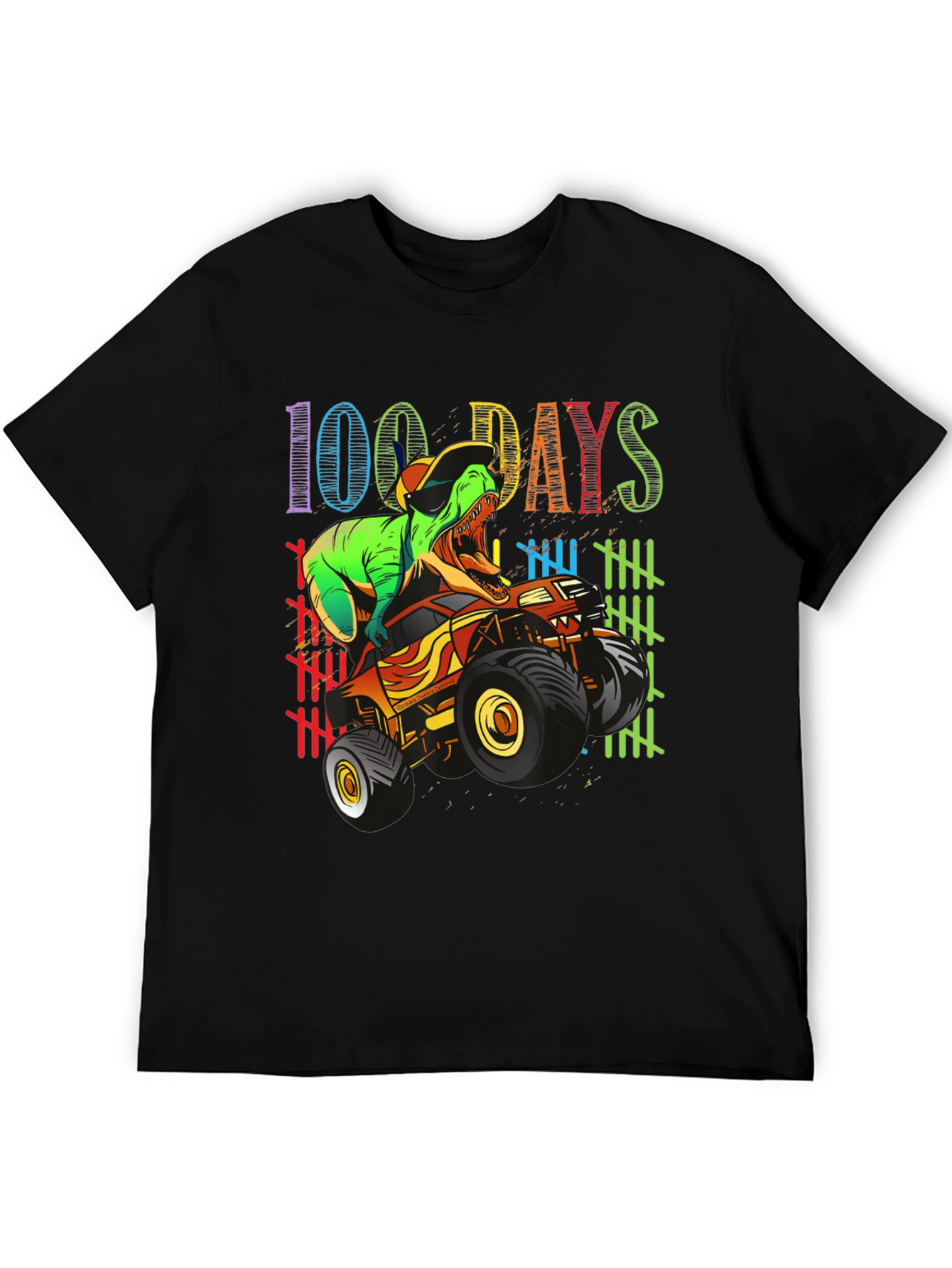 100 Days of School T-Rex Monster Truck Kids Shirt