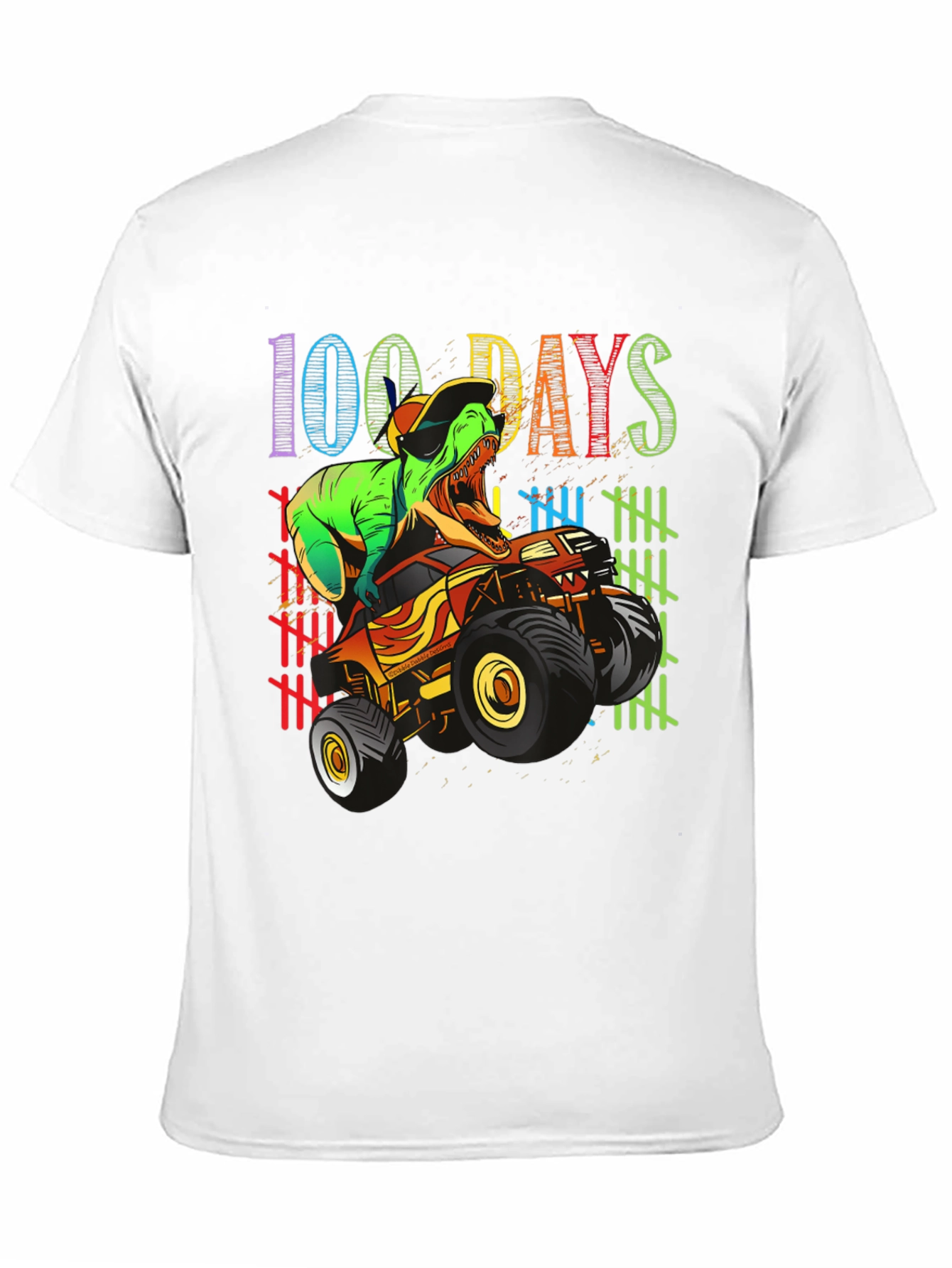 100 Days of School T-Rex Monster Truck Kids Shirt