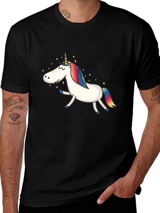 Unicorn Graphic Black Tee - Stylish Mens T-Shirt