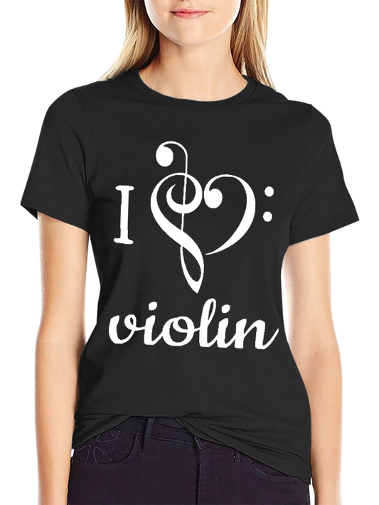 I Heart Violin Black Graphic Tee - Music Lover T-Shirt