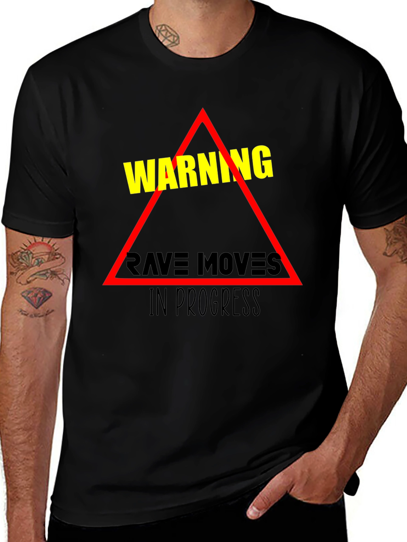 Warning Rave Moves in Progress Black T-Shirt