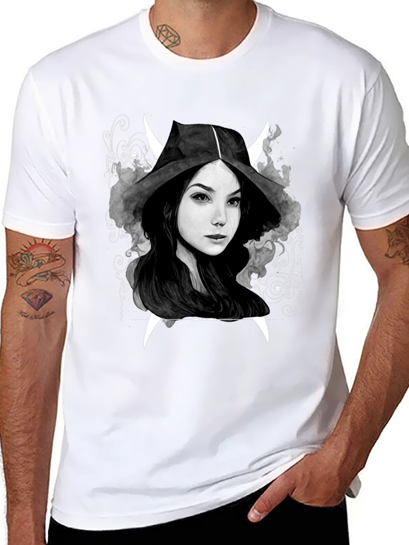 Dark Witch Graphic Tee - Mens Black Cotton T-Shirt