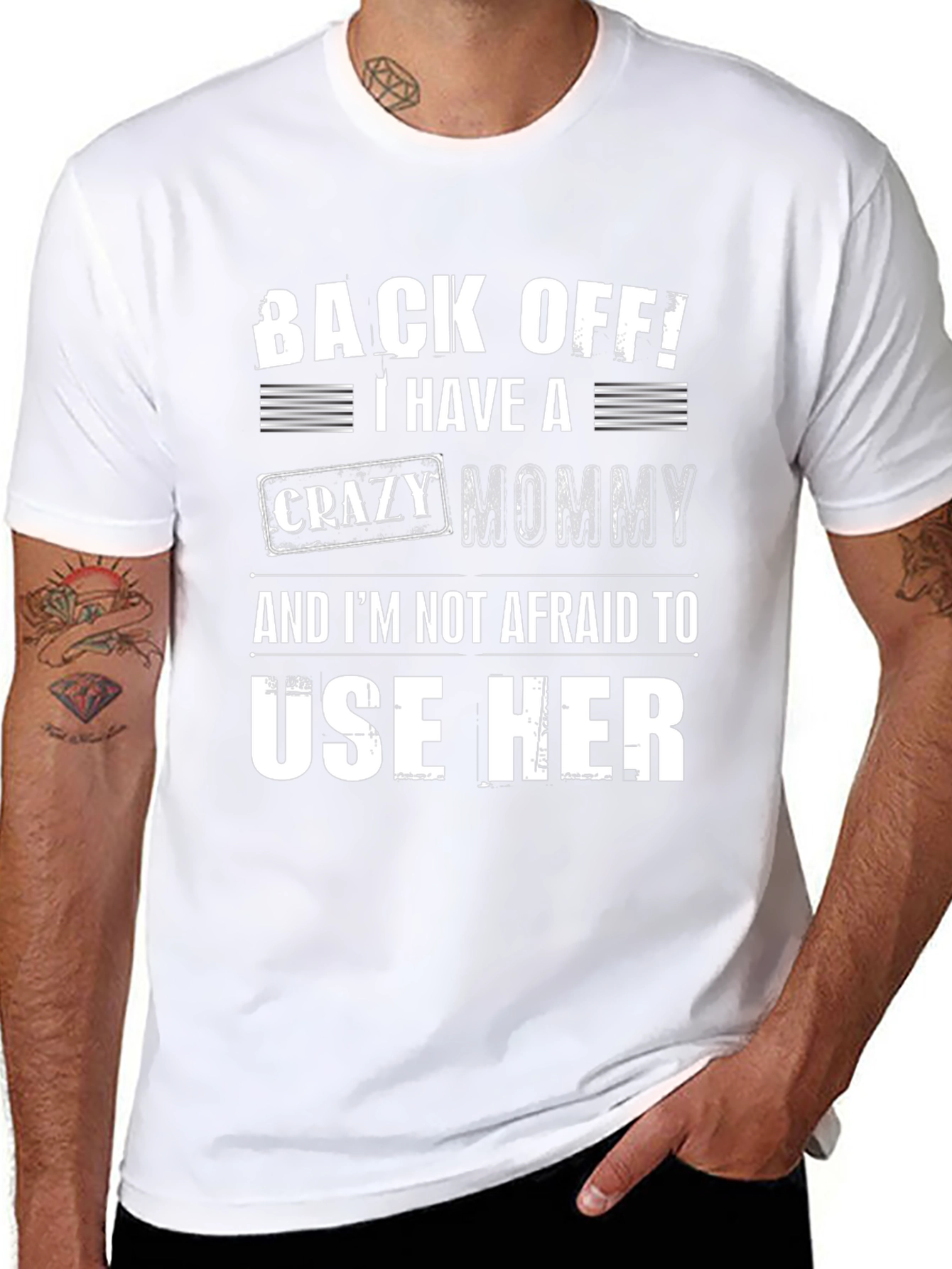 Funny Back Off! Crazy Mommy Graphic Tee