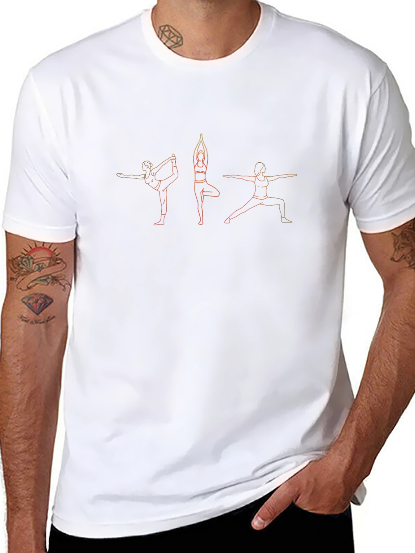 Yoga Pose Graphic Tee - Black Cotton T-Shirt