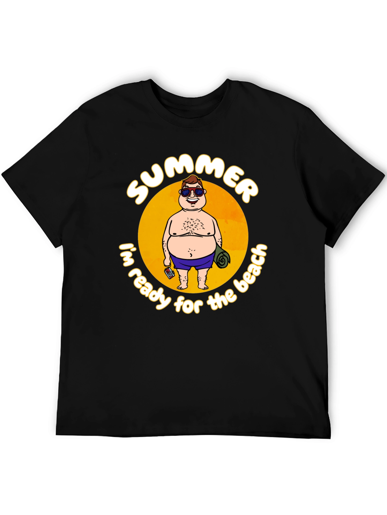 Summer Beach Ready Graphic T-Shirt - Black