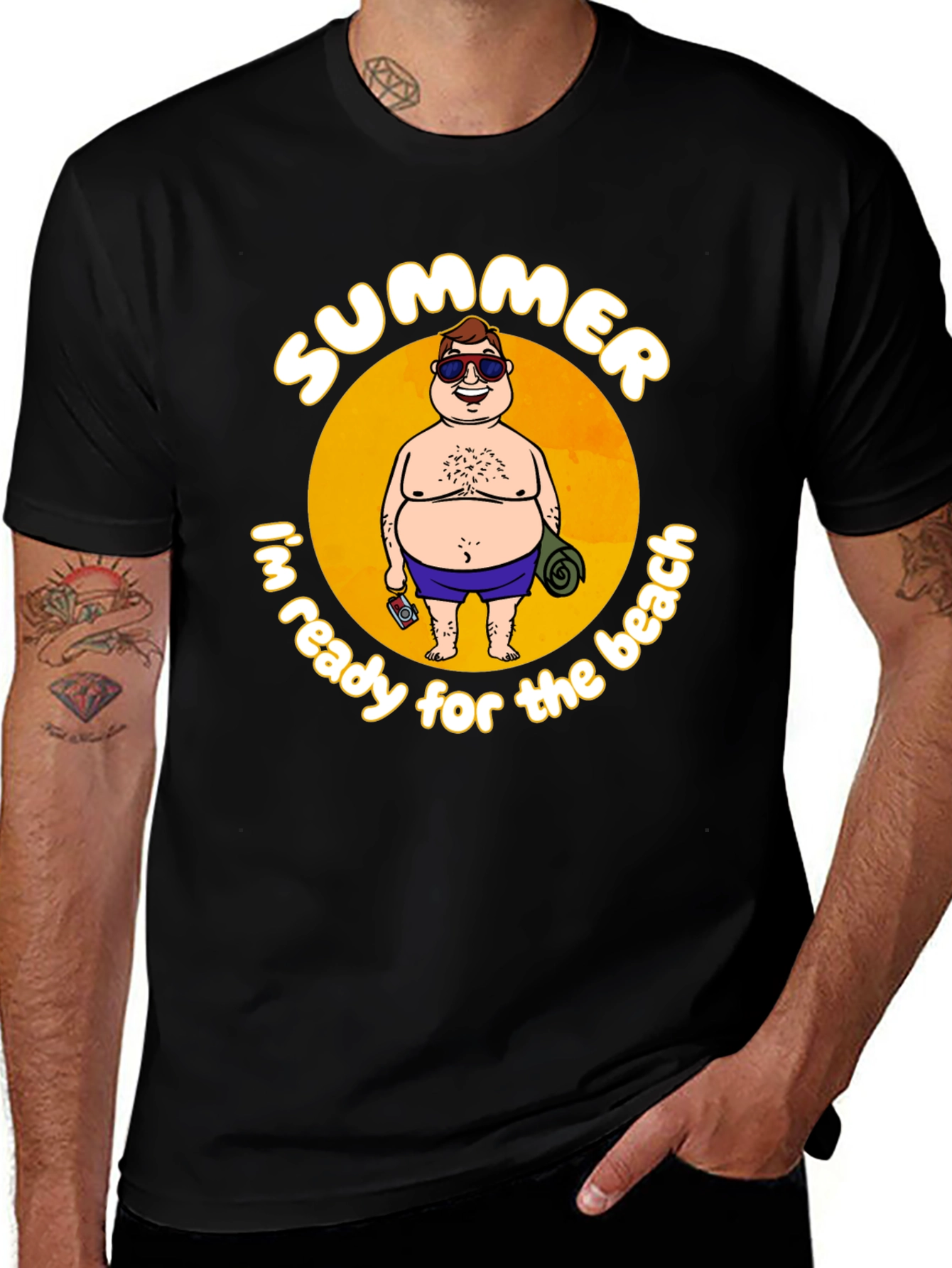 Summer Beach Ready Graphic T-Shirt - Black