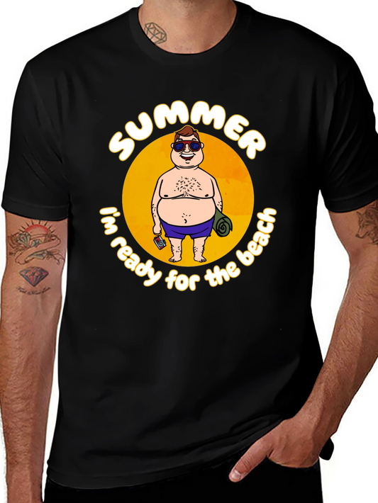 Summer Beach Ready Graphic T-Shirt - Black