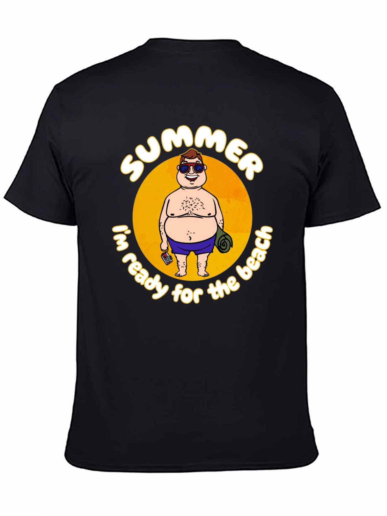 Summer Beach Ready Graphic T-Shirt - Black