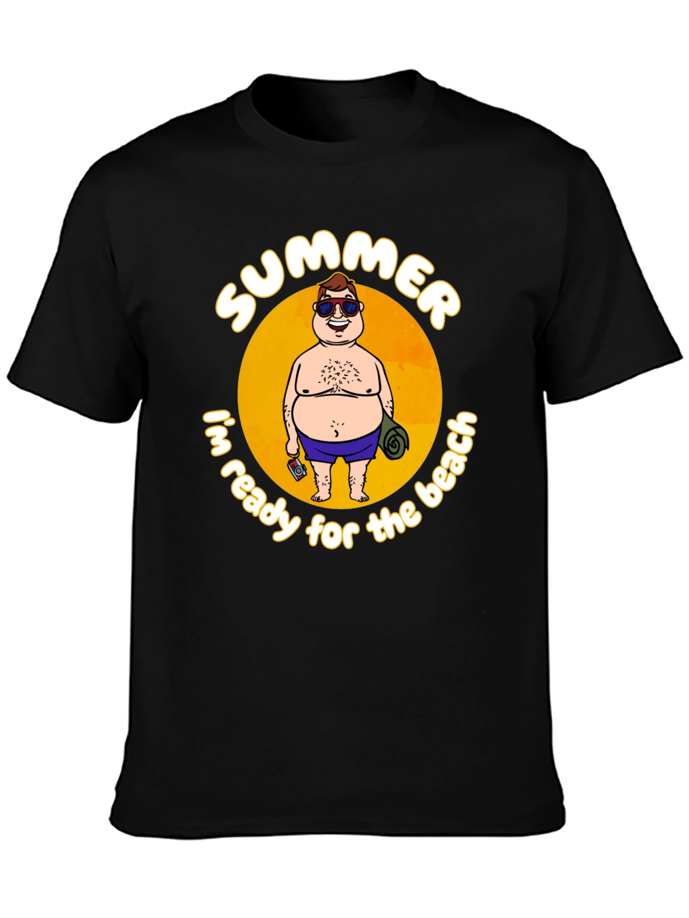 Summer Beach Ready Graphic T-Shirt - Black