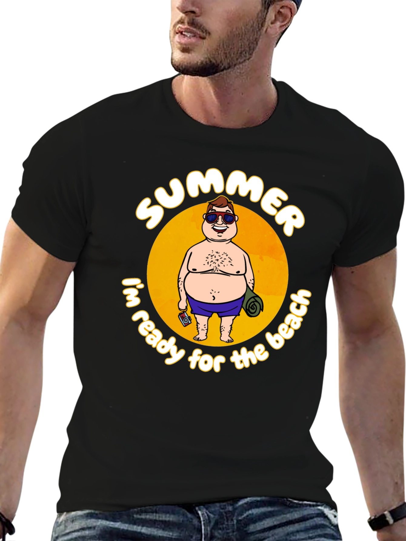 Summer Beach Ready Graphic T-Shirt - Black