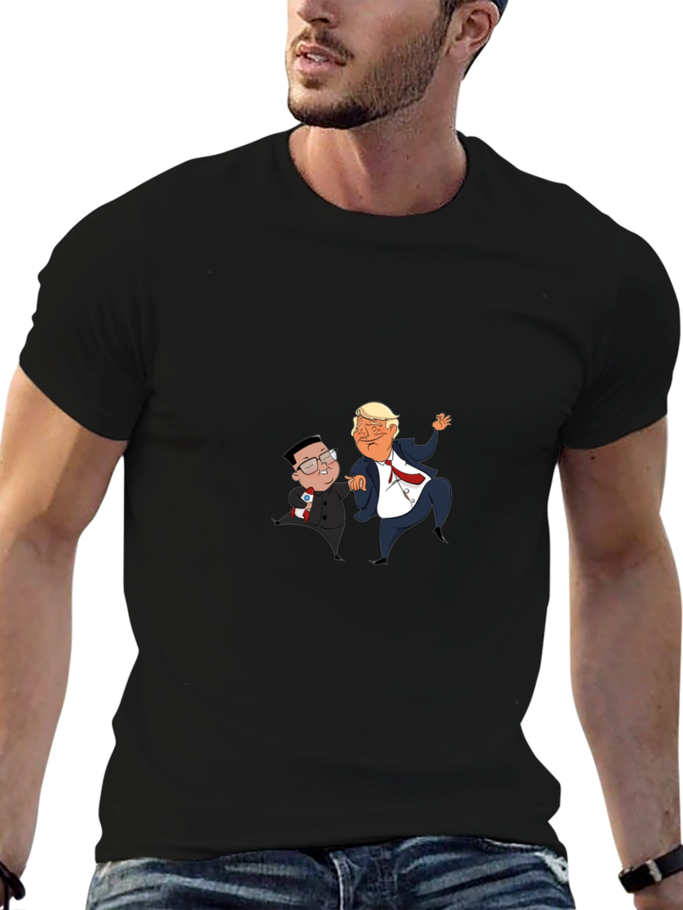 Political Cartoon Graphic Tee - Black T-Shirt
