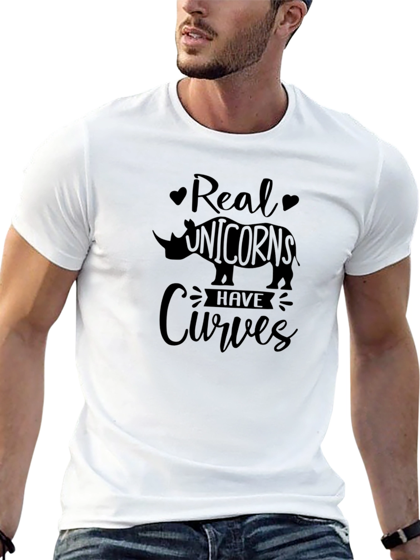 Real Unicorns Have Curves Black T-Shirt