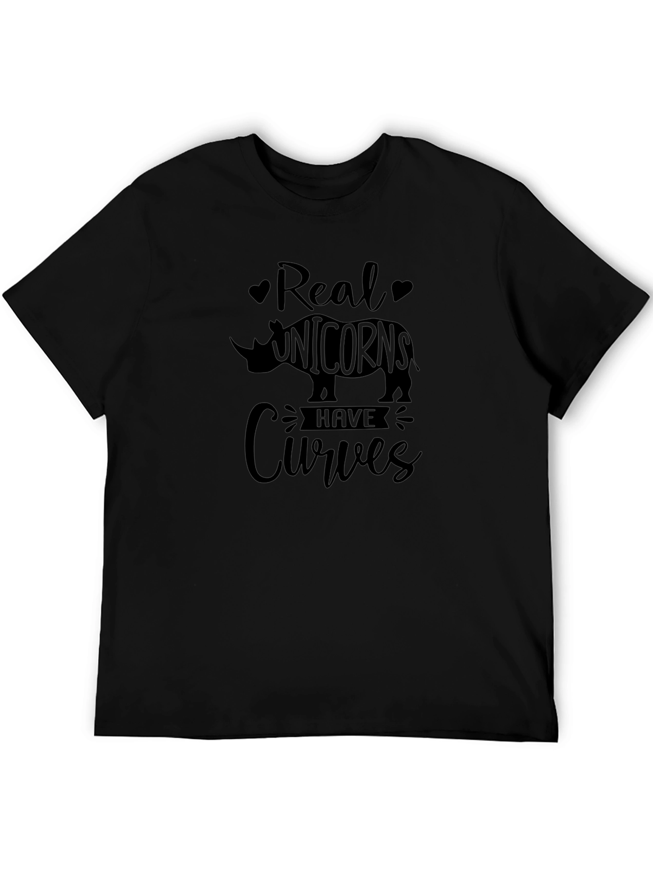 Real Unicorns Have Curves Black T-Shirt