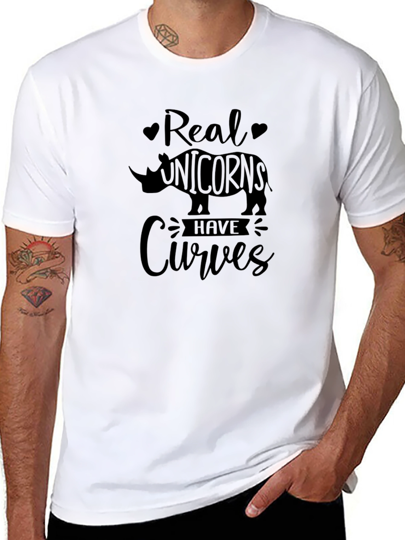 Real Unicorns Have Curves Black T-Shirt