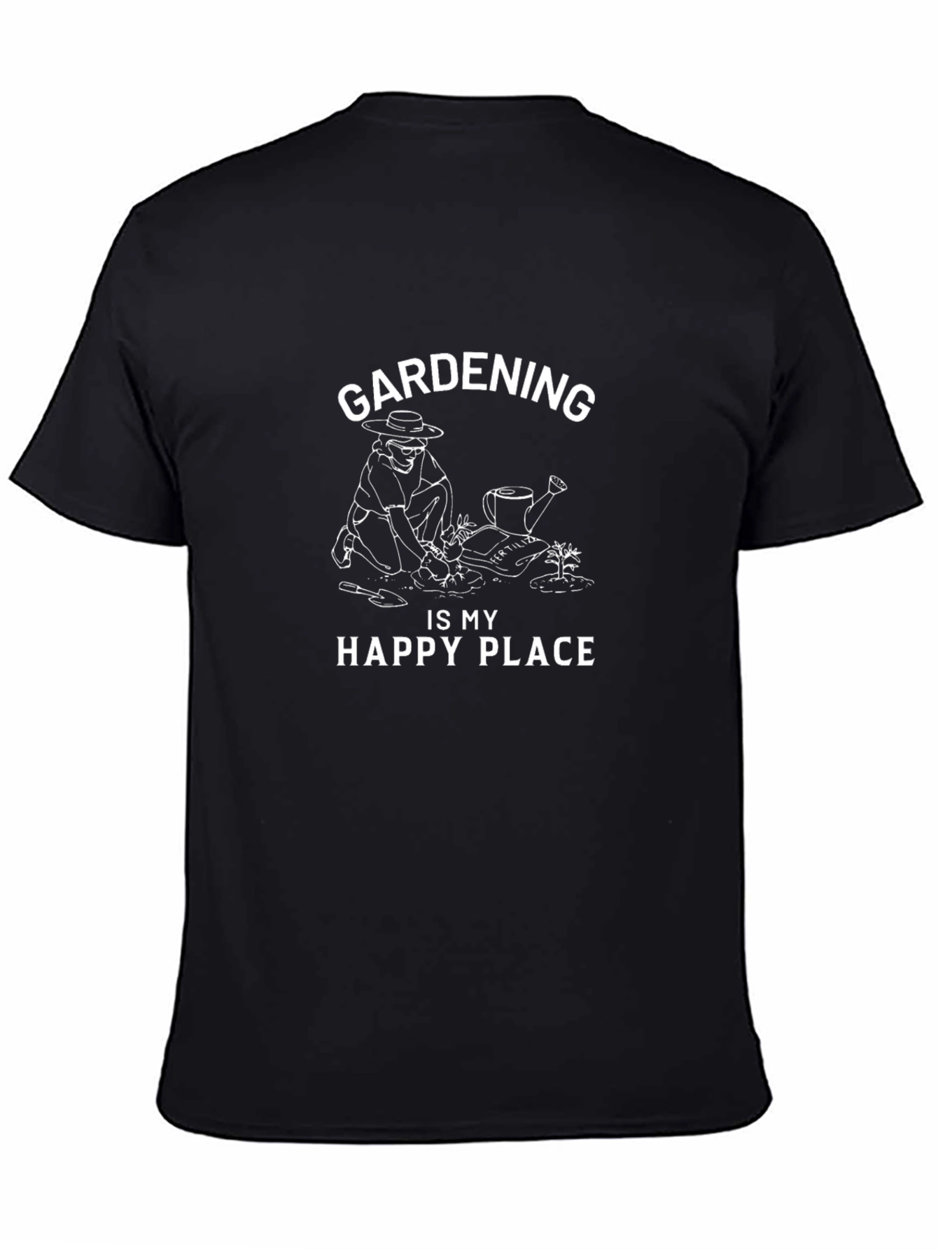 Gardening is My Happy Place Black T-Shirt