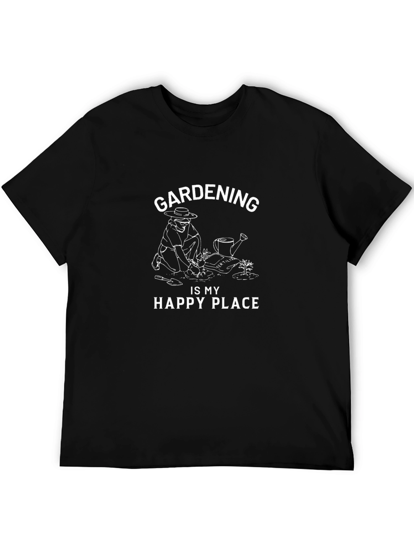Gardening is My Happy Place Black T-Shirt