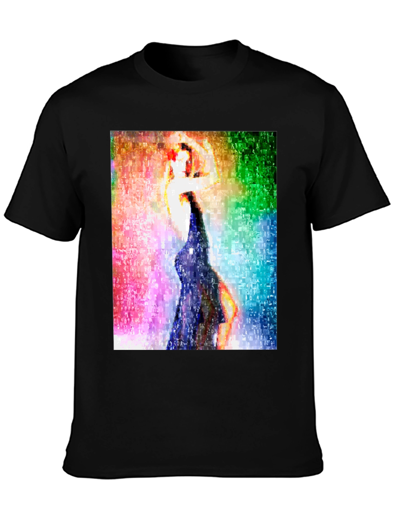Abstract Dancing Woman Graphic Tee - Black