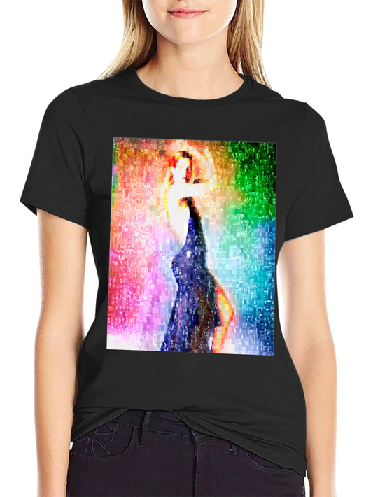Abstract Dancing Woman Graphic Tee - Black