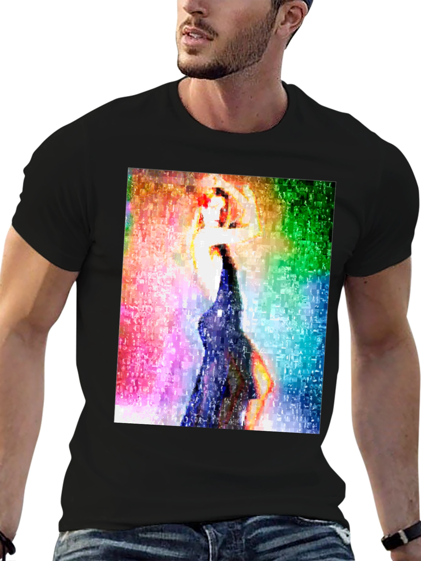 Abstract Dancing Woman Graphic Tee - Black