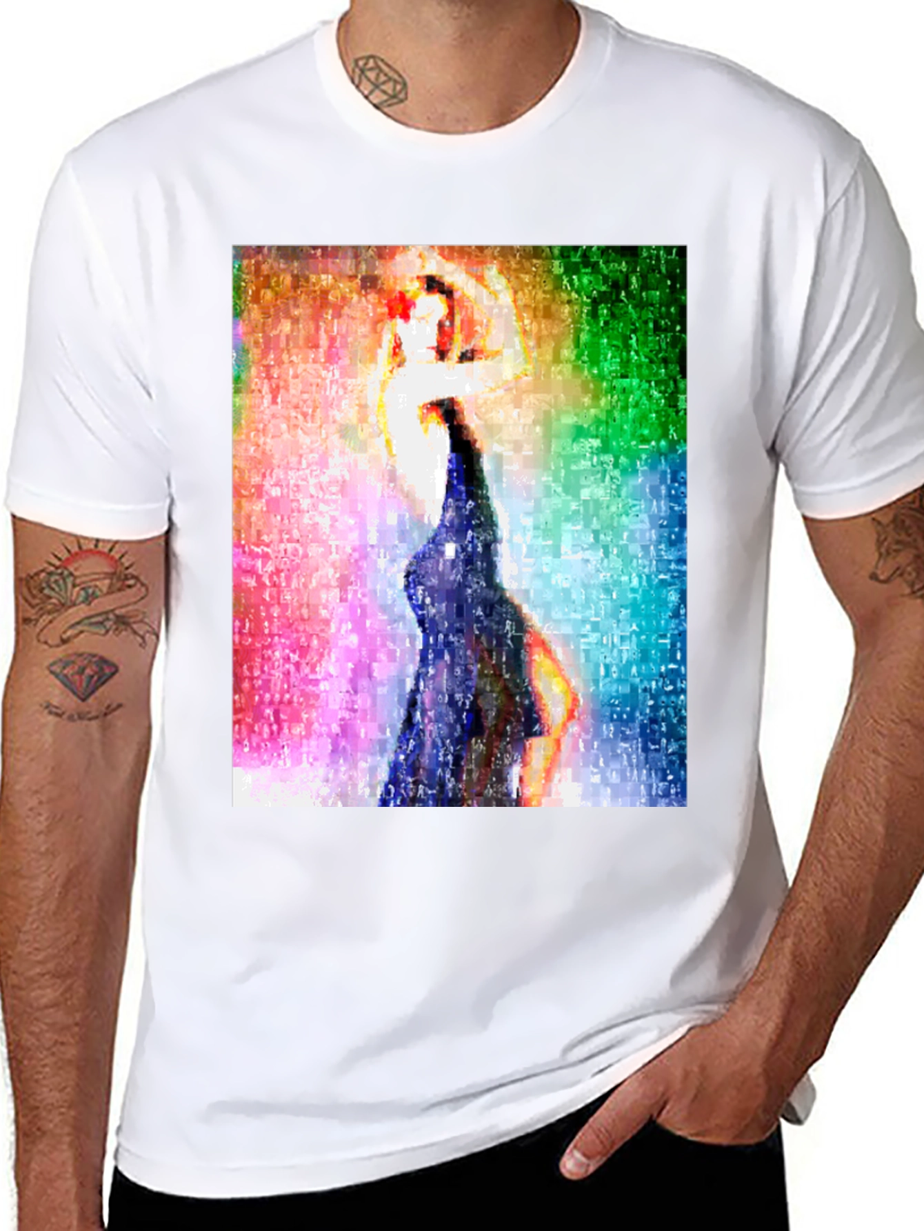 Abstract Dancing Woman Graphic Tee - Black