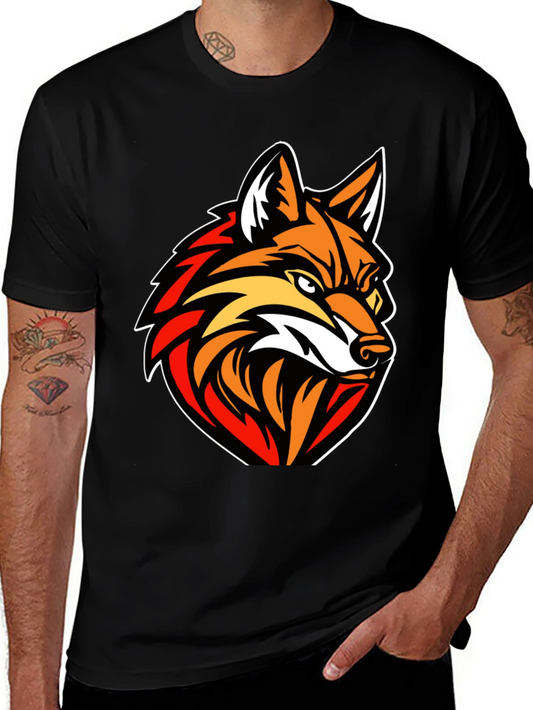 Mens Black T-shirt with Fox Graphic