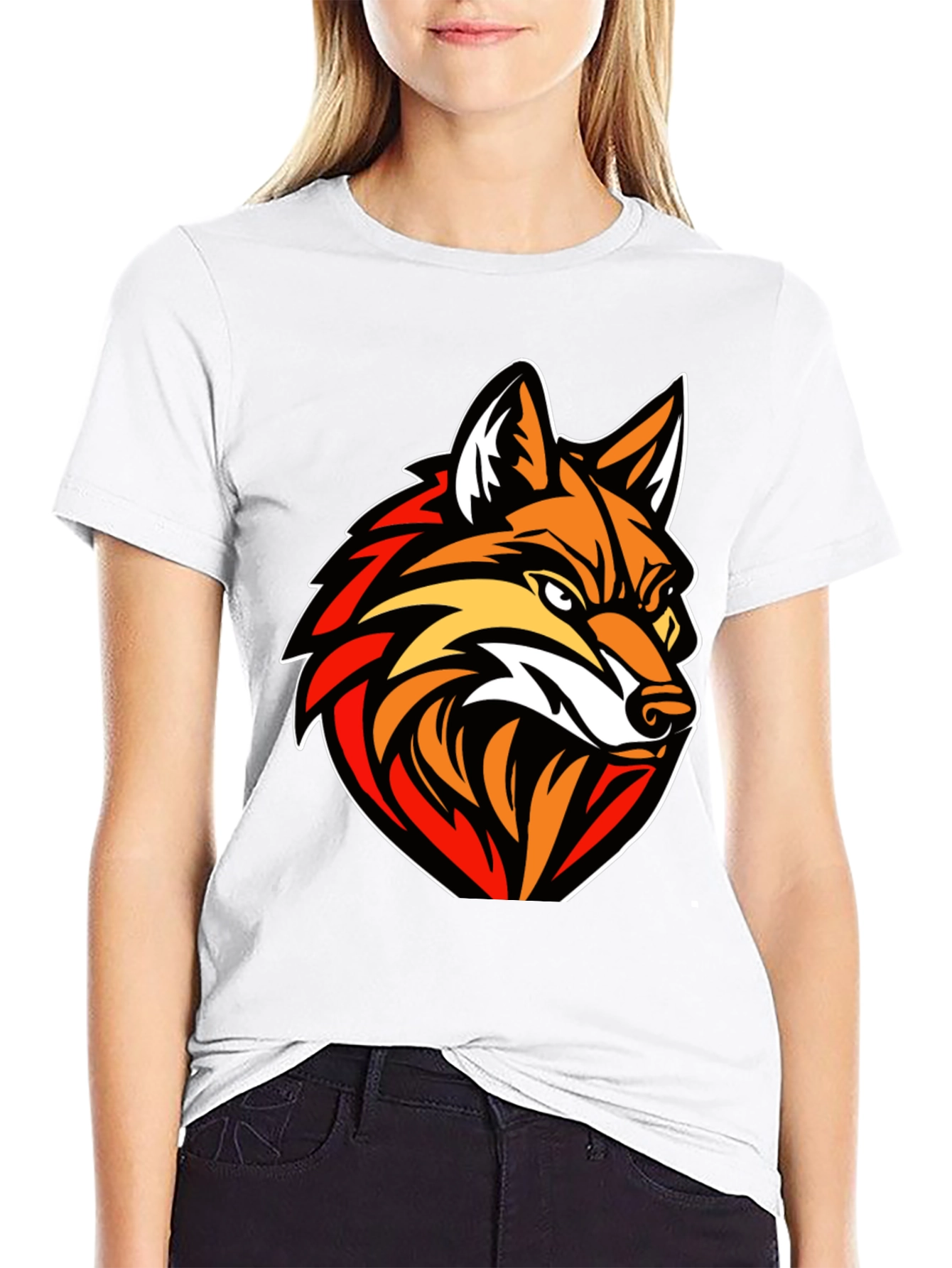 Mens Black T-shirt with Fox Graphic