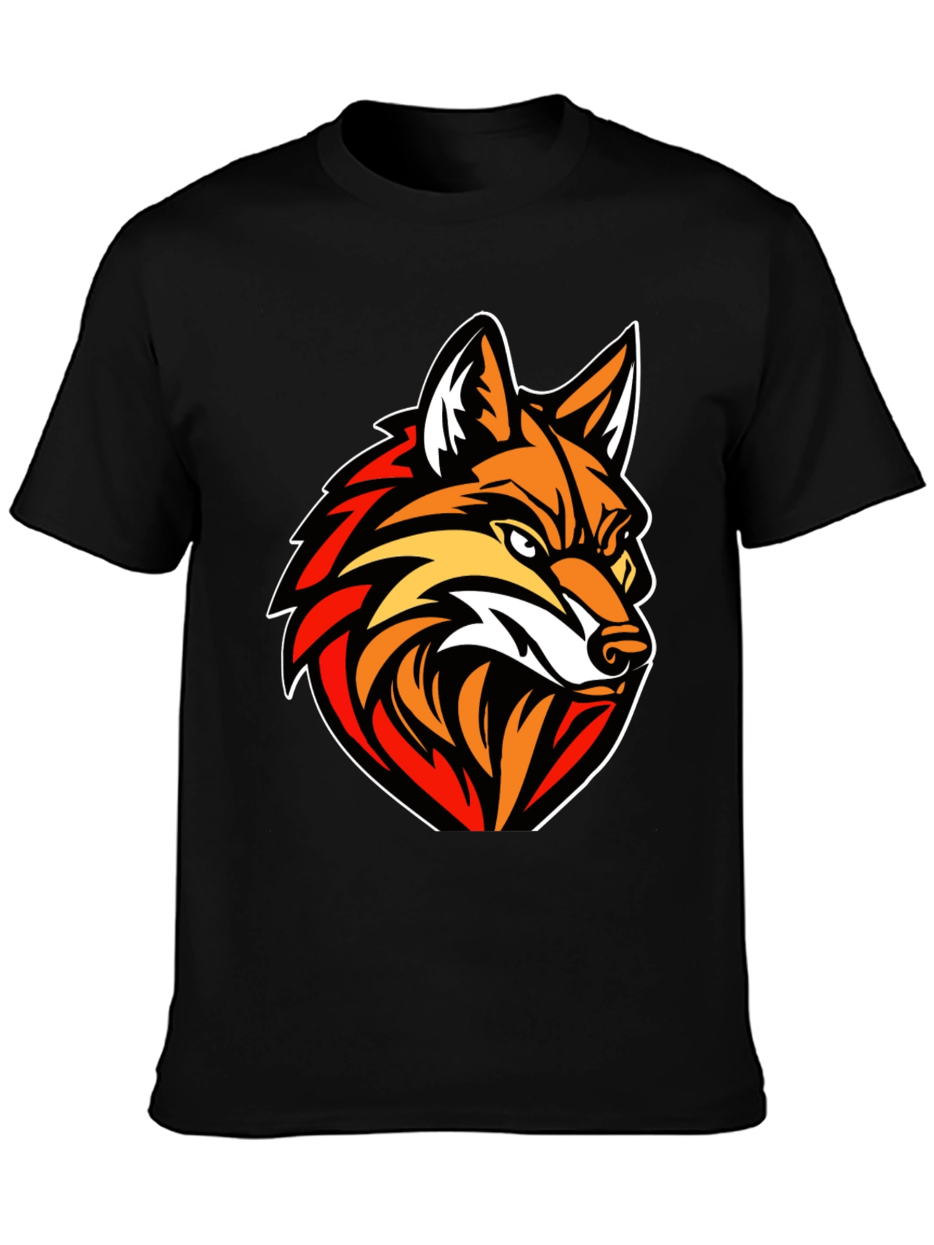Mens Black T-shirt with Fox Graphic