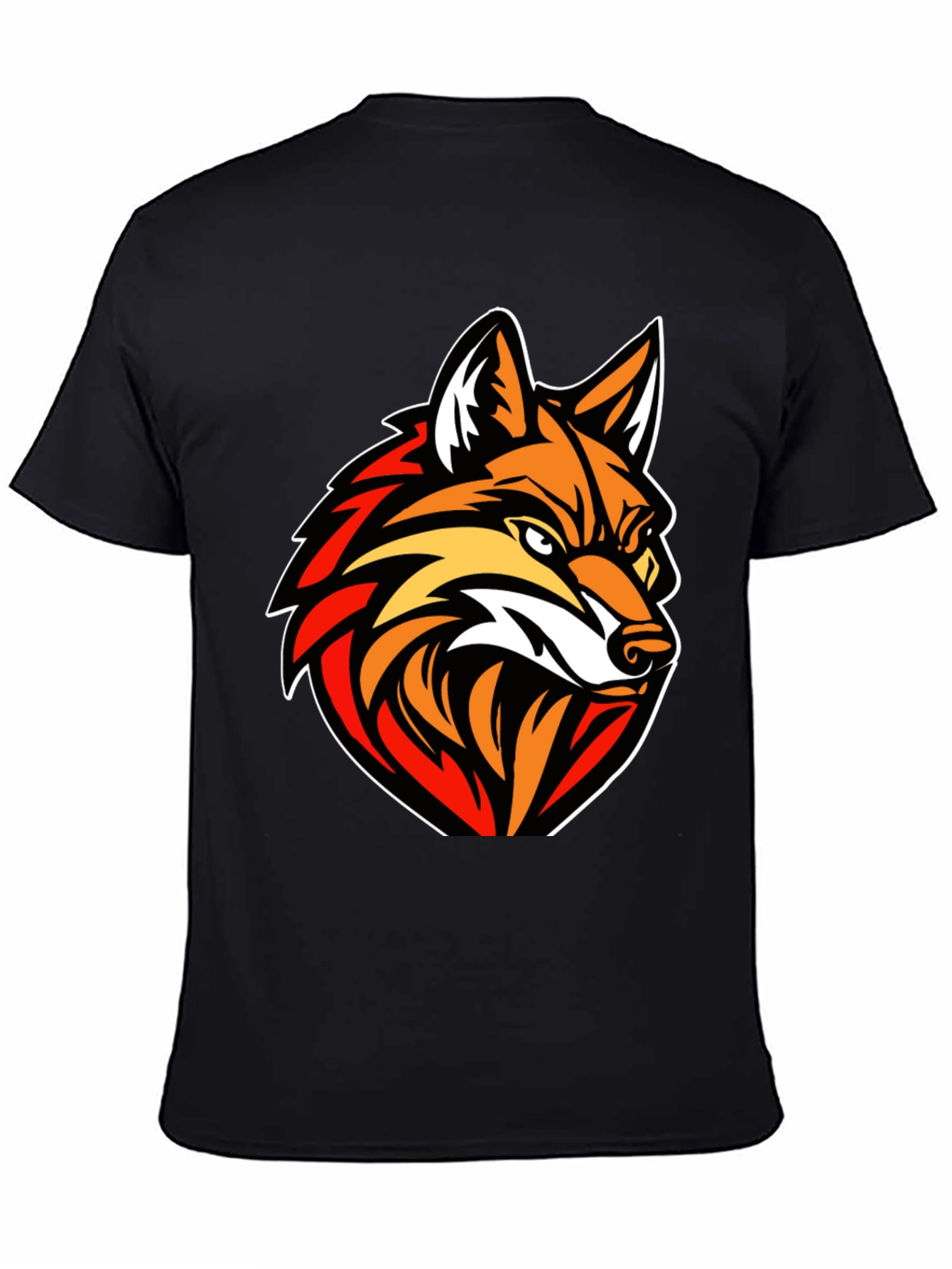 Mens Black T-shirt with Fox Graphic