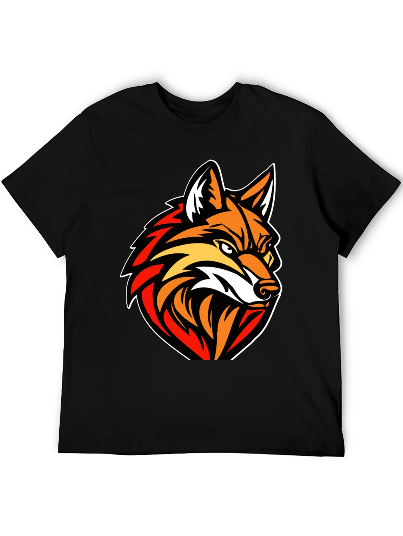 Mens Black T-shirt with Fox Graphic