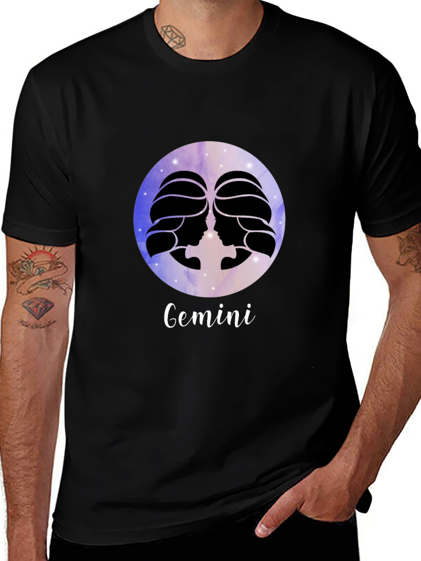 Gemini Zodiac Black T-Shirt