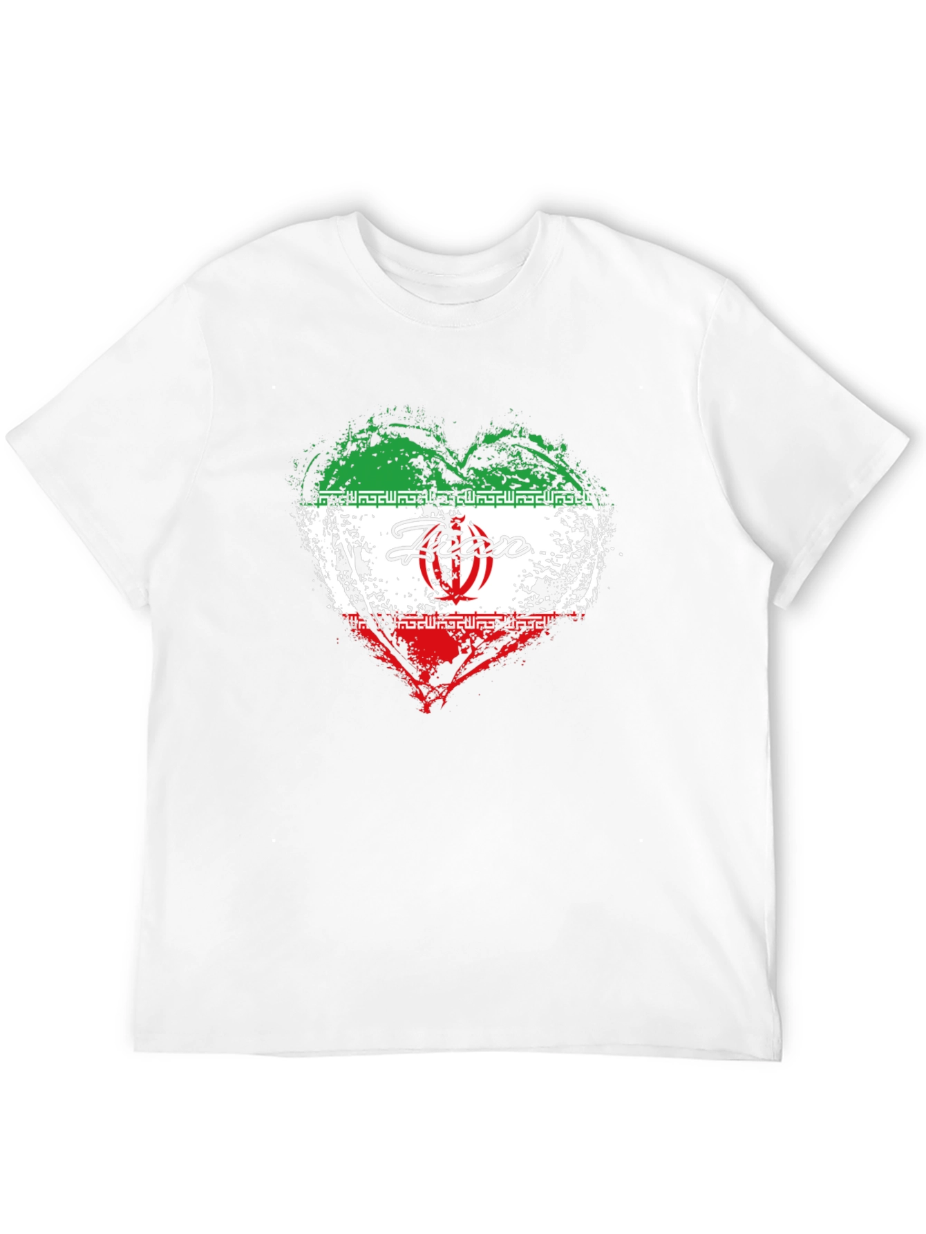 Iran Flag Heart T-Shirt - Black