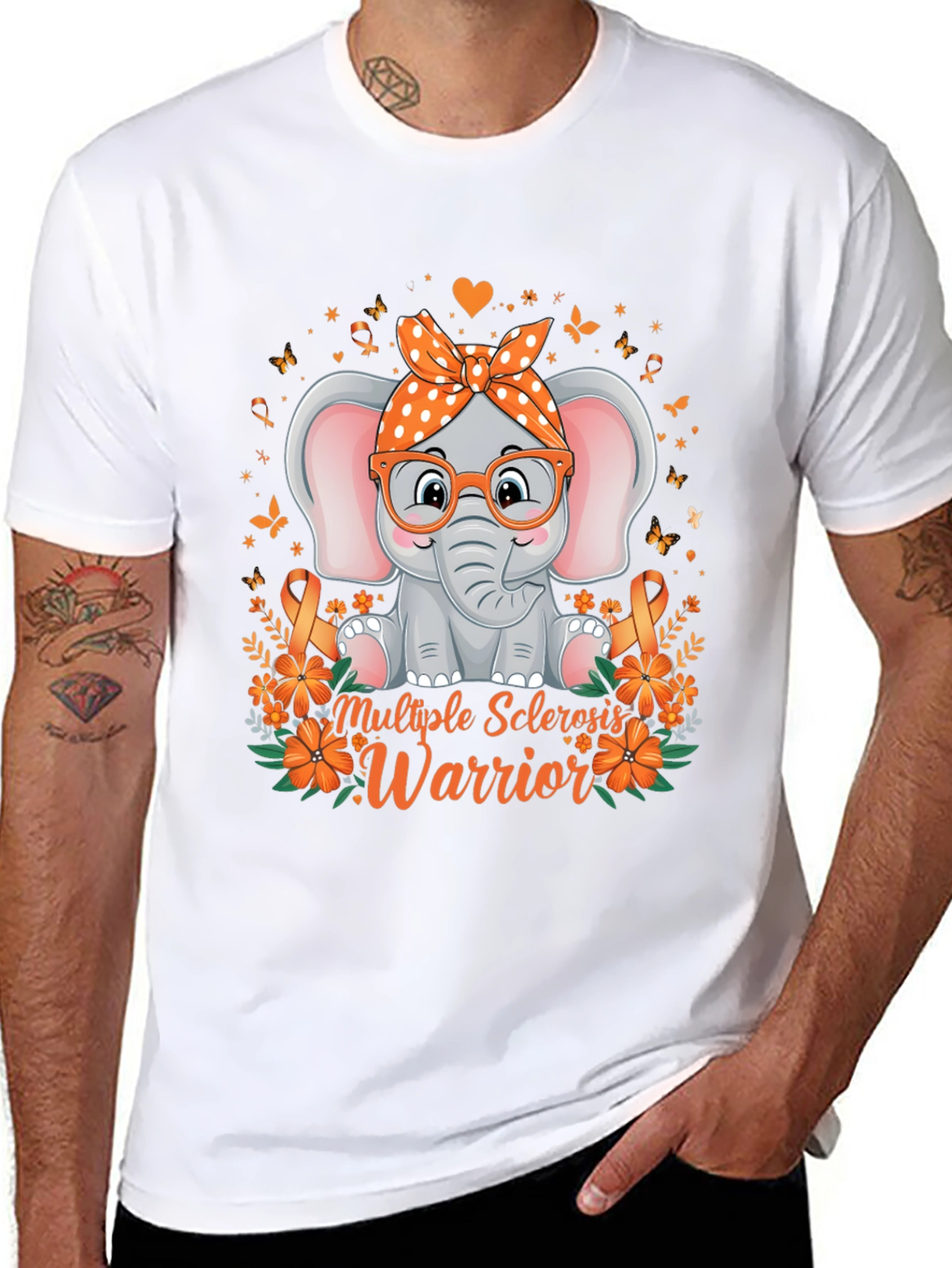 Multiple Sclerosis Warrior T-Shirt Elephant Design