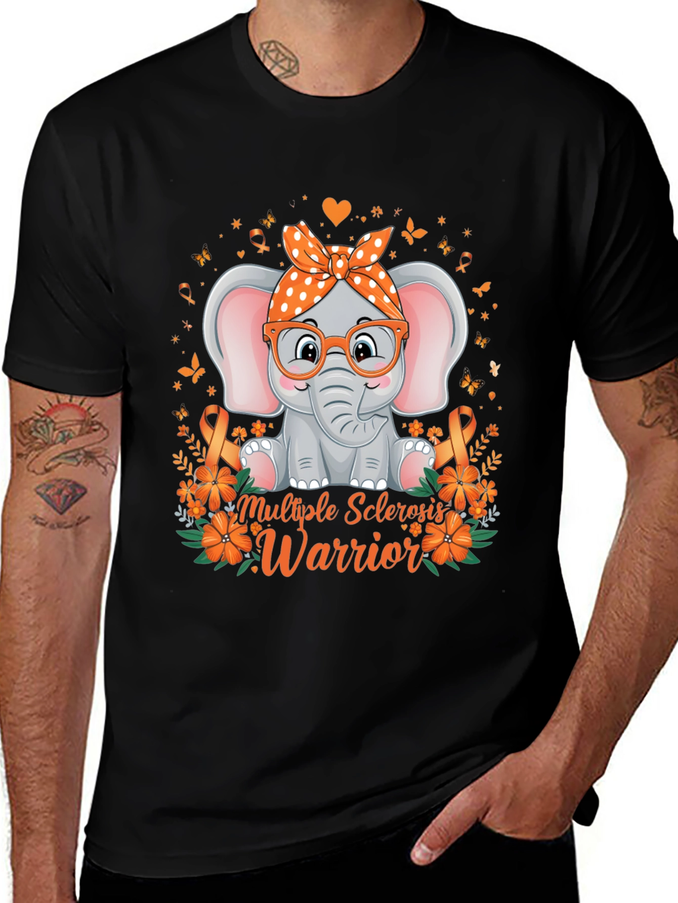 Multiple Sclerosis Warrior T-Shirt Elephant Design