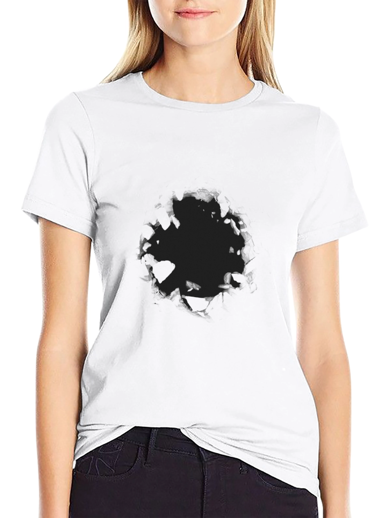 Mens Black Graphic Tee - Abstract Design Casual Fit