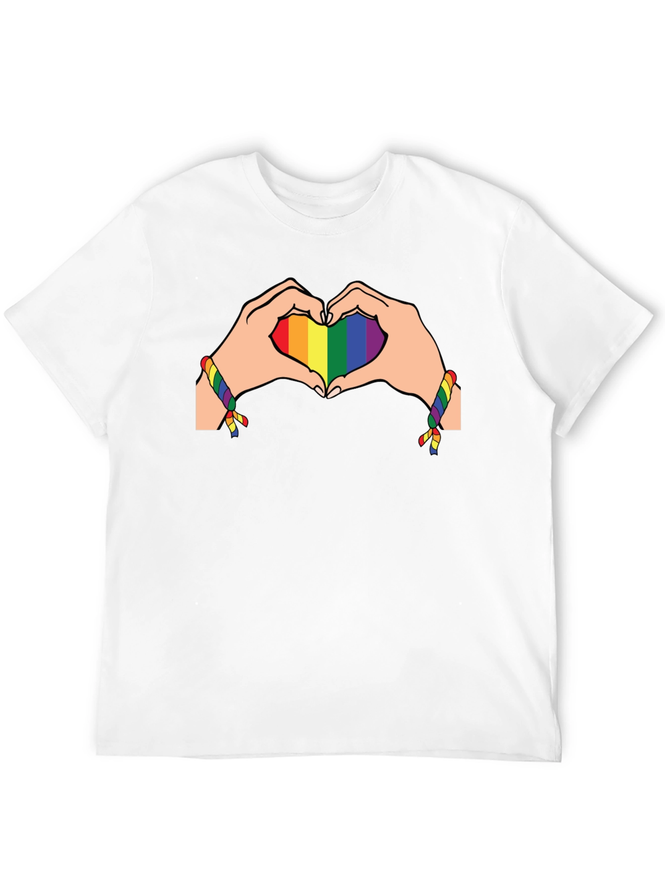 Rainbow Heart Hands Graphic Tee - Pride Month Shirt