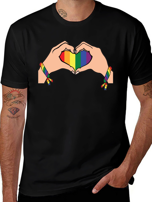 Rainbow Heart Hands Graphic Tee - Pride Month Shirt