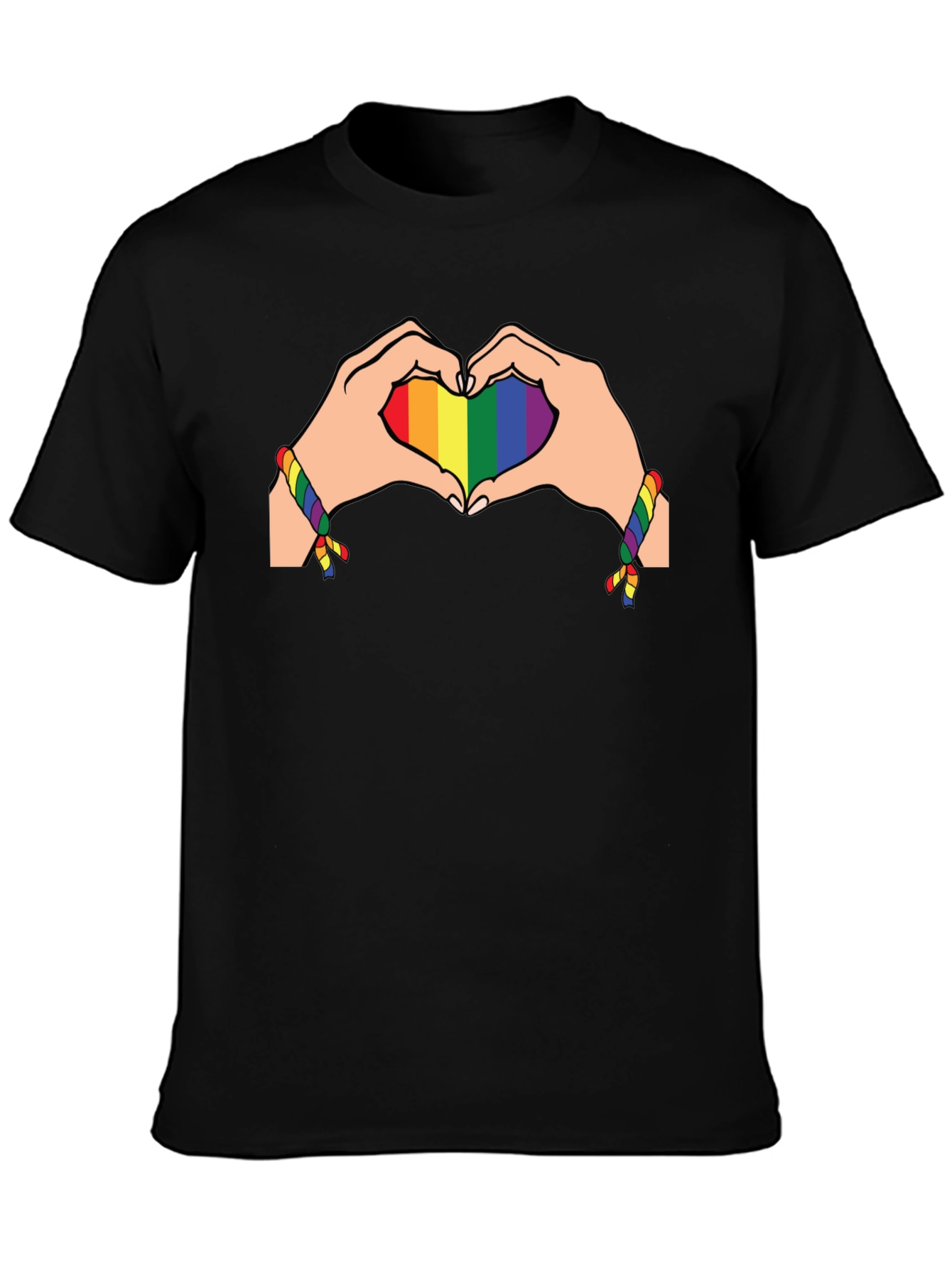 Rainbow Heart Hands Graphic Tee - Pride Month Shirt