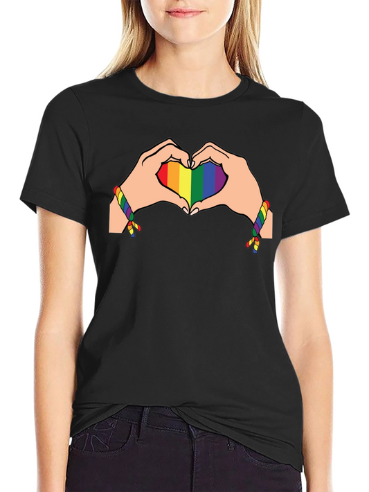 Rainbow Heart Hands Graphic Tee - Pride Month Shirt