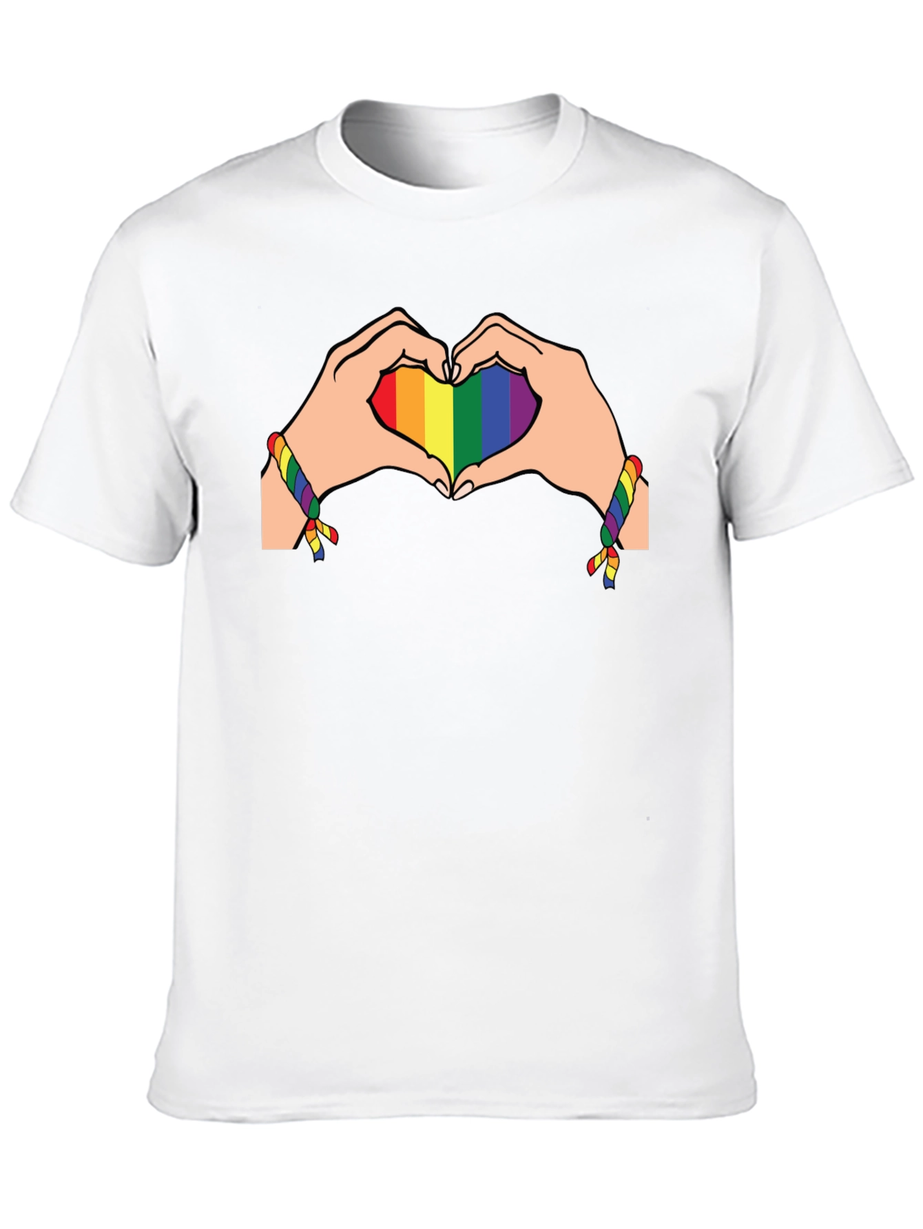 Rainbow Heart Hands Graphic Tee - Pride Month Shirt