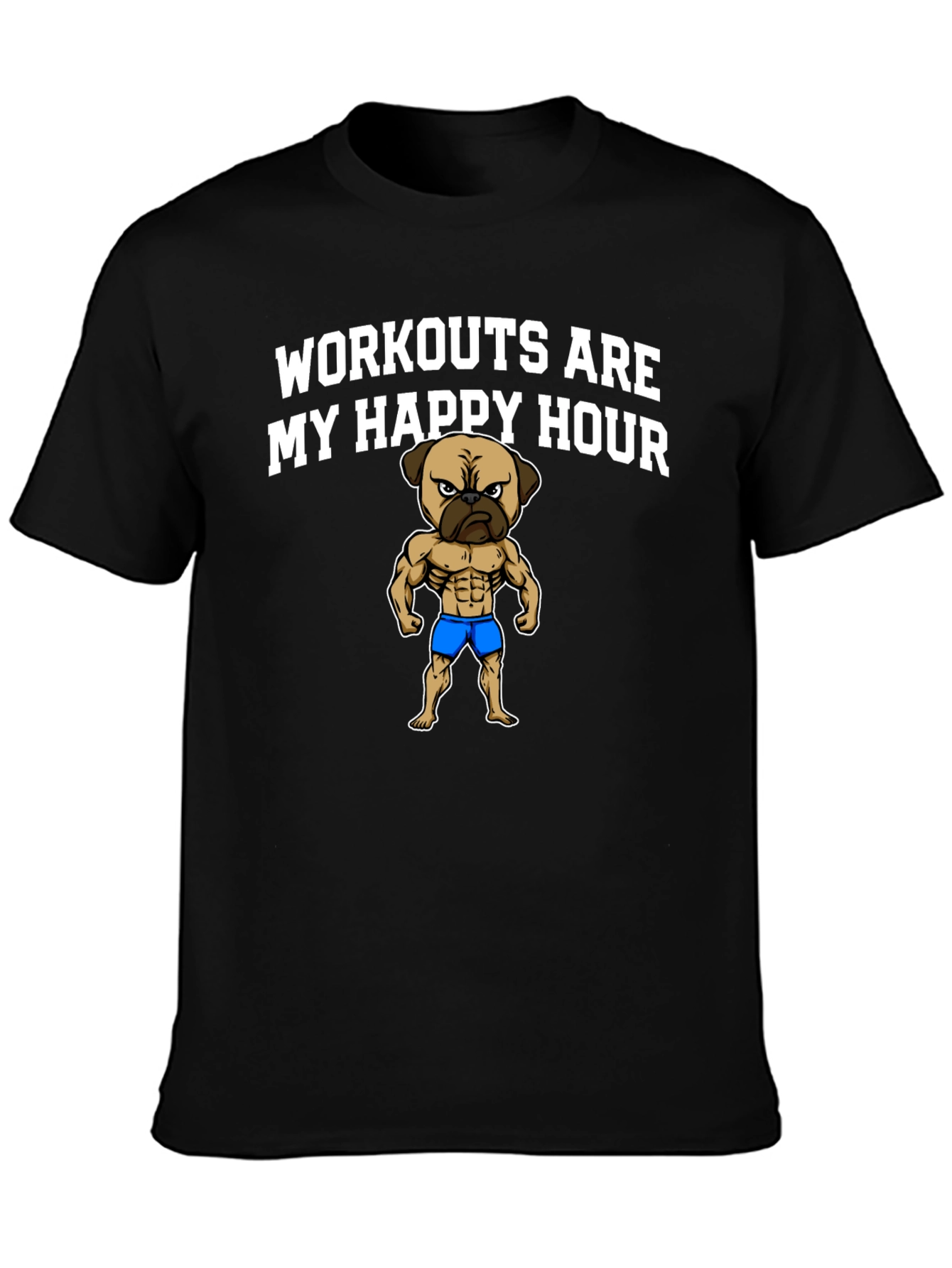 Workout Pug Mens Graphic Tee