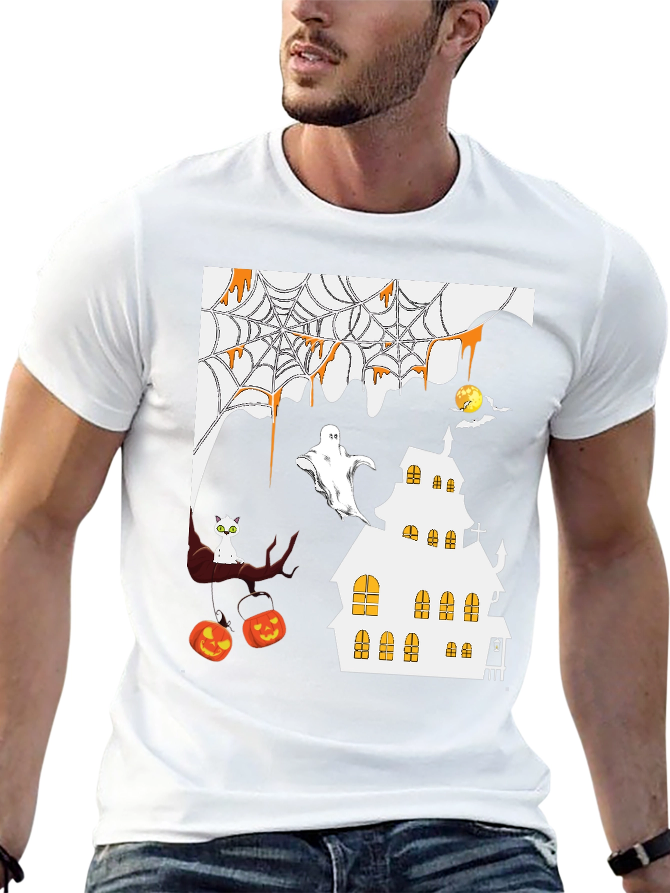 Halloween T-Shirt - Spooky Haunted House Design