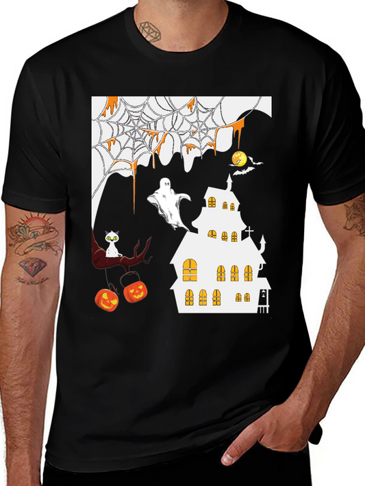 Halloween T-Shirt - Spooky Haunted House Design