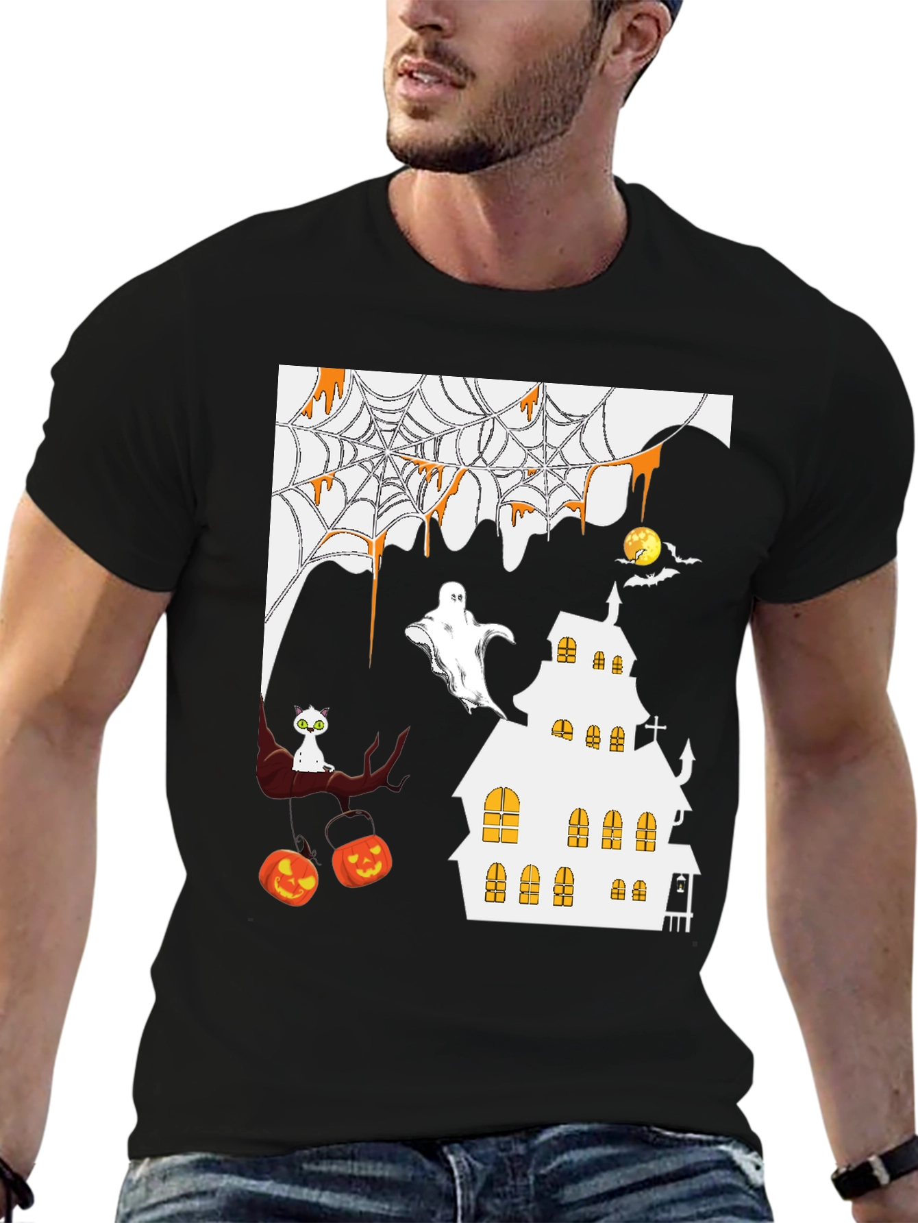 Halloween T-Shirt - Spooky Haunted House Design