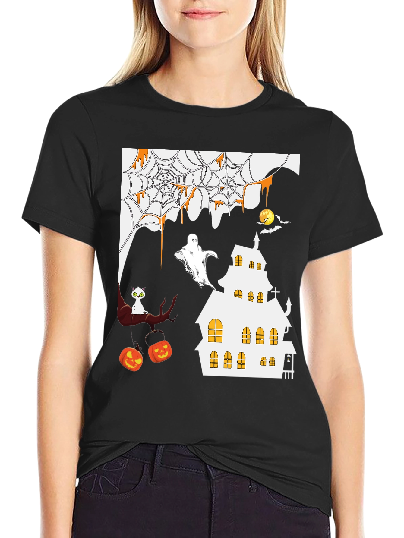 Halloween T-Shirt - Spooky Haunted House Design