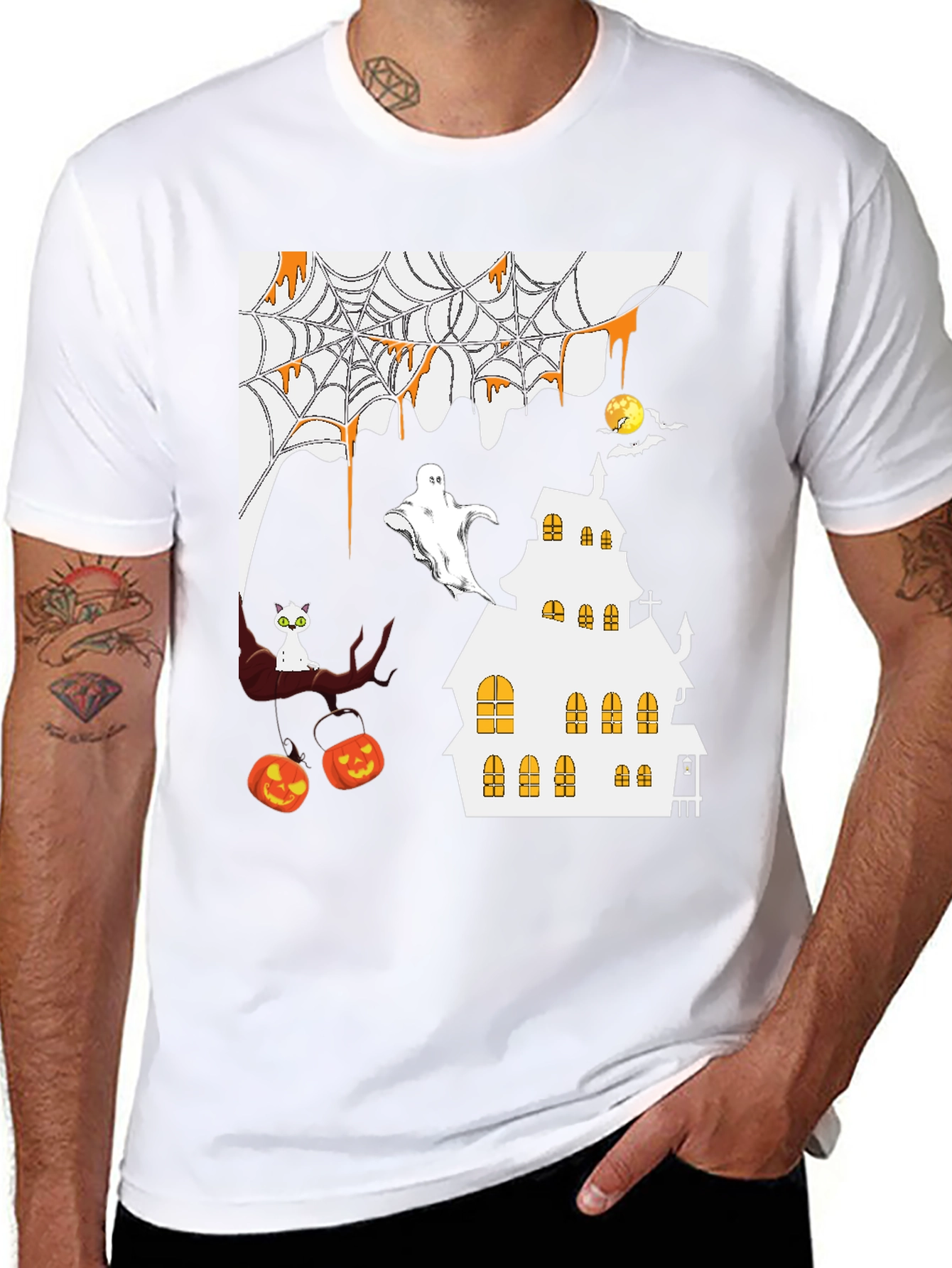 Halloween T-Shirt - Spooky Haunted House Design