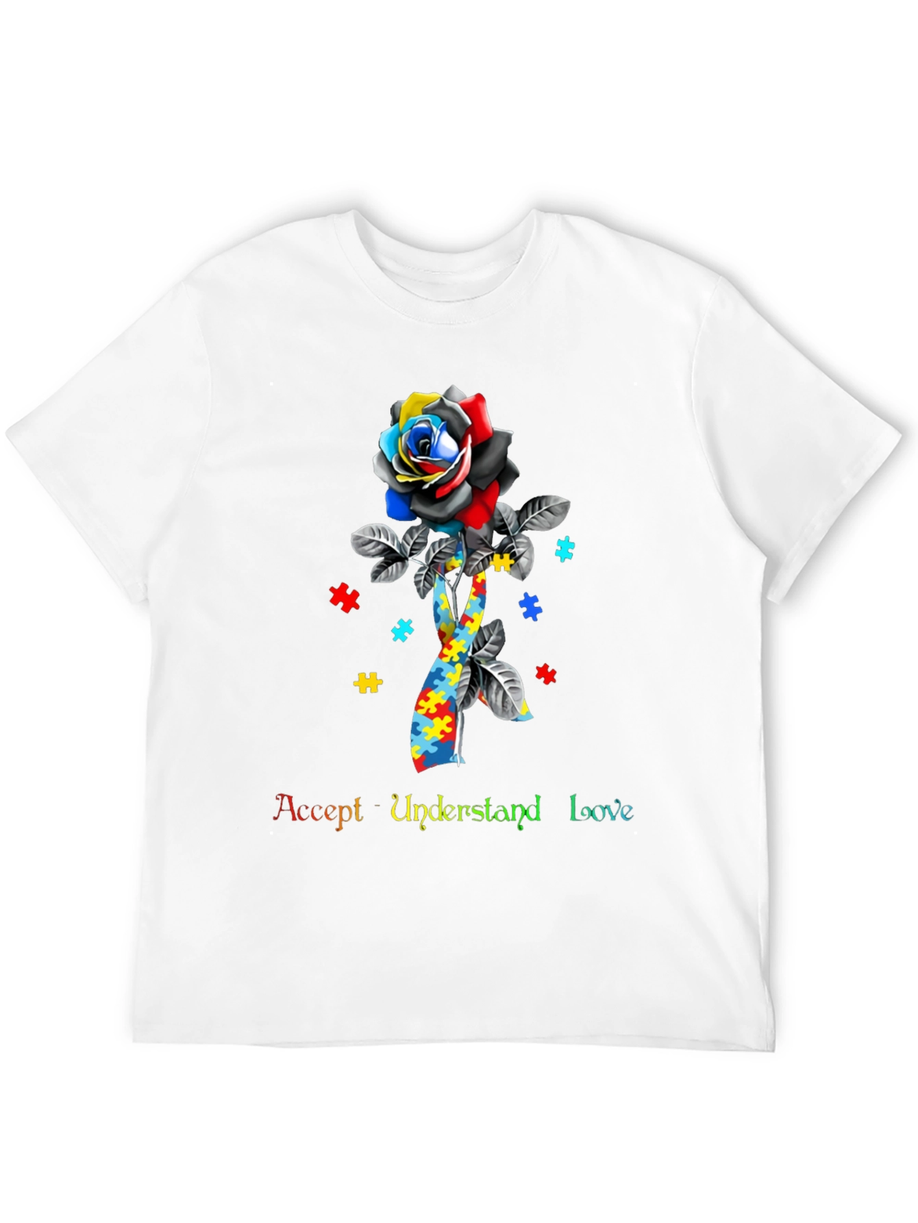 Autism Awareness Rose Puzzle Piece T-Shirt
